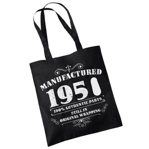 MANUFACTURED IN 1951 BIRTHDAY TOTE 75TH BLACK WHITE
